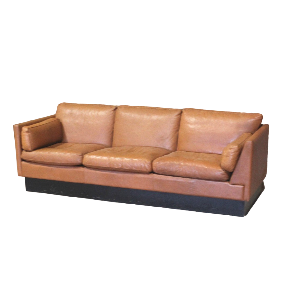 Canapé Vintage Scandinave En Cuir Brun
