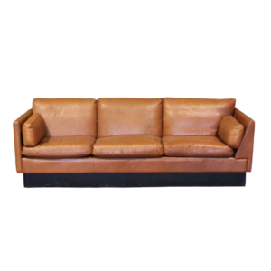 Canapé Vintage Scandinave En Cuir Brun