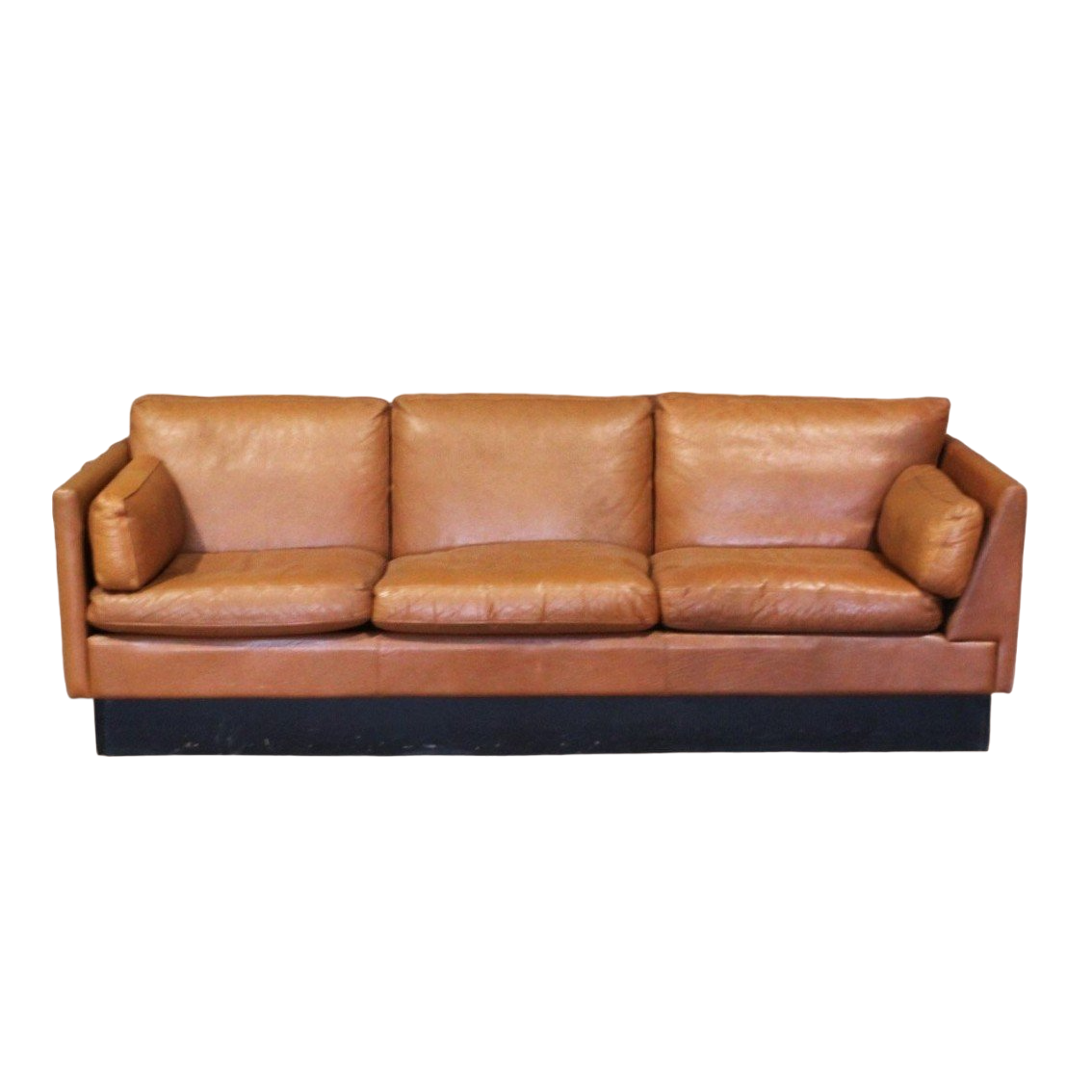 Canapé Vintage Scandinave En Cuir Brun