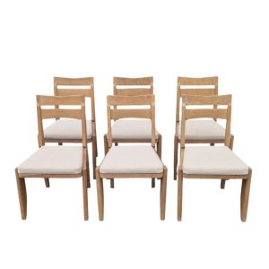 Série de six chaises brutalistes en chêne massif, Guillerme et Chambron