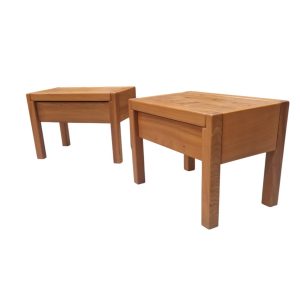 Paire de chevets vintage en orme massif "Maison Regain"