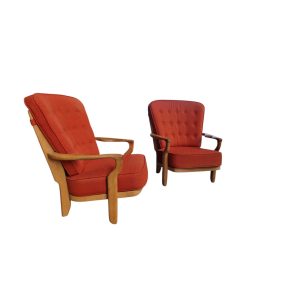 Paire-de-fauteuils-vintage-en-chene-clair-Guillerme-et-Chambron