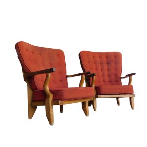 Set de 2 fauteuils "repos" en chêne clair, Guillerme et Chambron