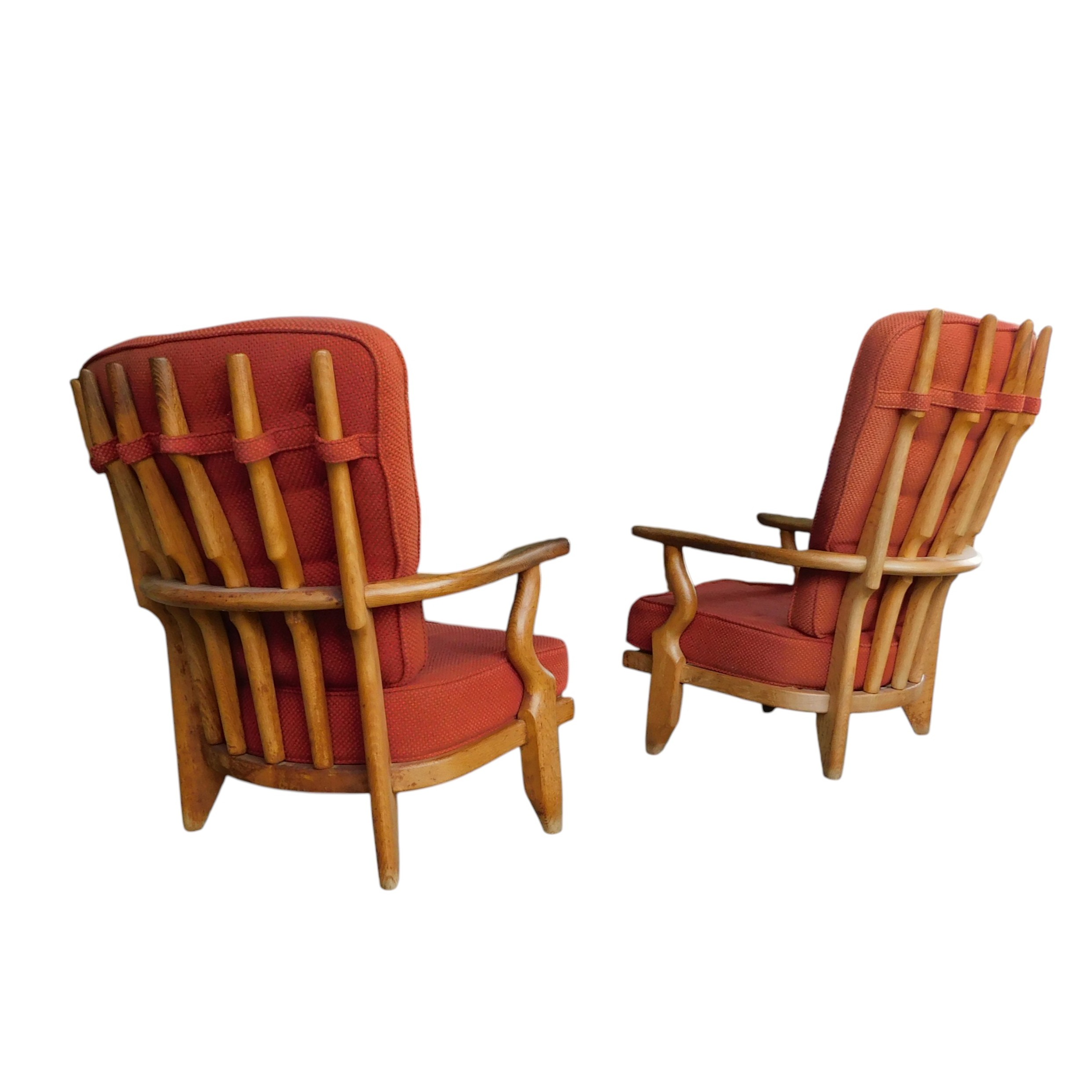 Set de 2 fauteuils "repos" en chêne clair, Guillerme et Chambron