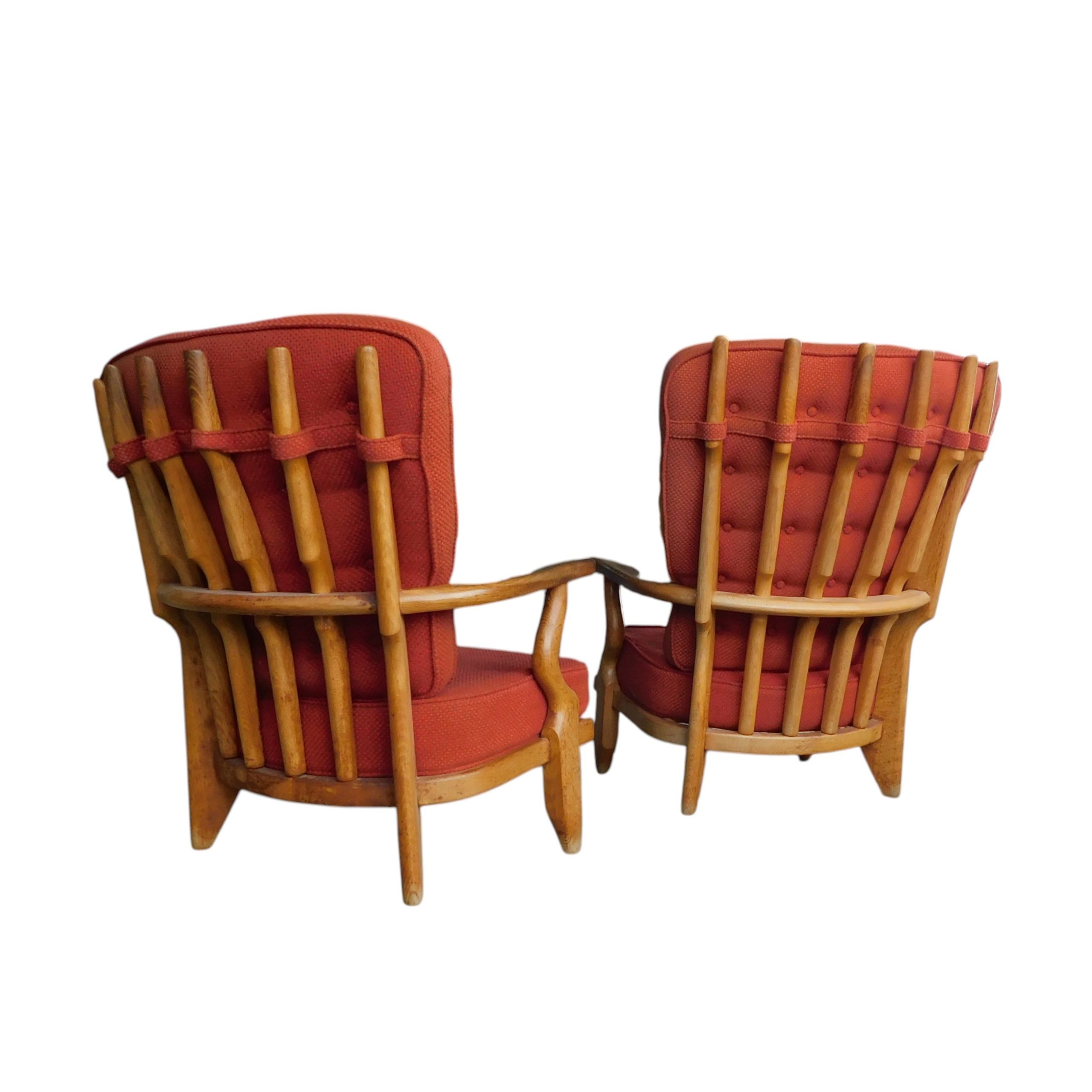 Set de 2 fauteuils "repos" en chêne clair, Guillerme et Chambron
