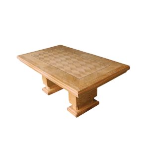 Table à manger 1940, en chêne clair et marqueterie